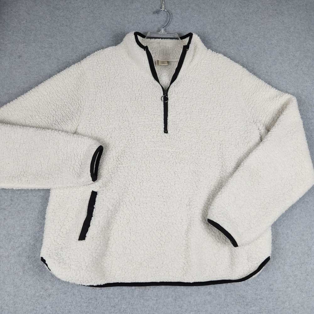 Forgotten Grace Sweater Womens XL White Sherpa Fleece Long Sleeve Quarter Zip
